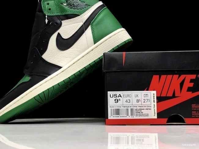 Reps TBkick 1 Air Jordan Green Pine NRG 555088-302 High OG Sail-Black 0630